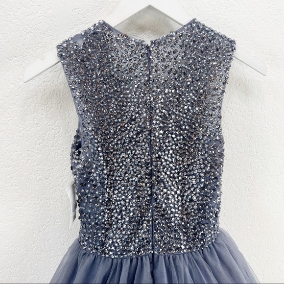 Terani Rhinestone Bodice Charcoal Gray Prom Dress Tulle Gown Formal Size 2 NWT - Picture 9 of 14